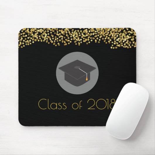 Imitate Gold Confetti & Graduation Cap Class 20xx Mousepad (Mit Mouse)