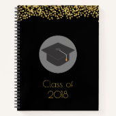 Imitate Gold Confetti & Graduation Cap Class 20xx Notizblock (Vorderseite)