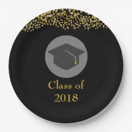 Imitate Gold Confetti & Graduation Cap Class 20xx Pappteller