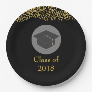 Imitate Gold Confetti & Graduation Cap Class 20xx Pappteller
