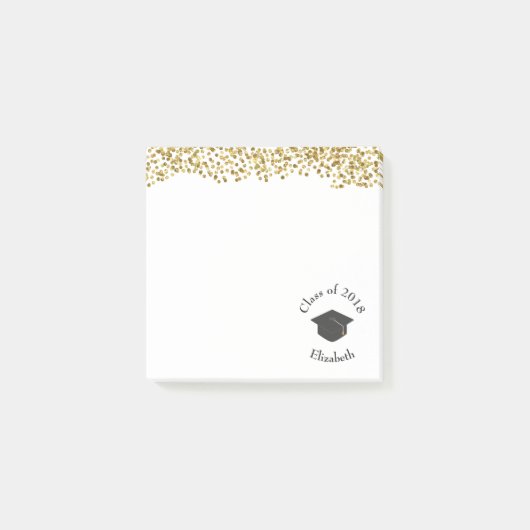 Imitate Gold Confetti & Graduation Cap Class 20xx Post-it Klebezettel (Vorderseite)
