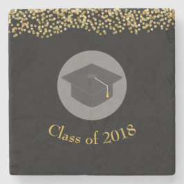 Imitate Gold Confetti & Graduation Cap Class 20xx Steinuntersetzer