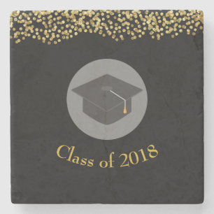 Imitate Gold Confetti & Graduation Cap Class 20xx Steinuntersetzer