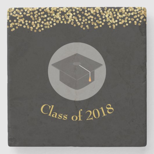 Imitate Gold Confetti & Graduation Cap Class 20xx Steinuntersetzer (Vorderseite)