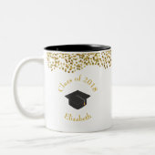 Imitate Gold Confetti & Graduation Cap Class 20xx Zweifarbige Tasse (Links)