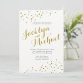 Imitate Gold Confetti Hochzeit Einladung (Stehend Vorderseite)