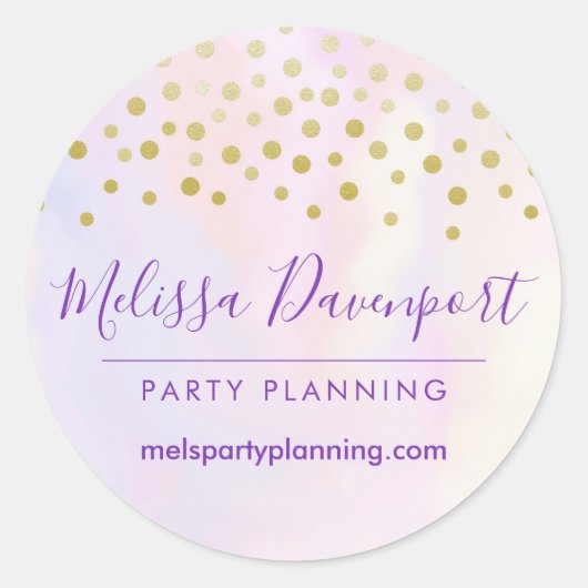 Imitate Gold Confetti im Lila Wasserfarbengeschäft Runder Aufkleber (Vorderseite)