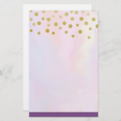 Imitate Gold Confetti Lila Wasserfarbe Briefpapier (Vorne/Hinten)