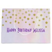 Imitate Gold Confetti Lila Wasserfarbe Große Geschenktüte (Vorderseite)