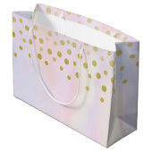 Imitate Gold Confetti Lila Wasserfarbe Große Geschenktüte (Rückseite Schrägansicht)
