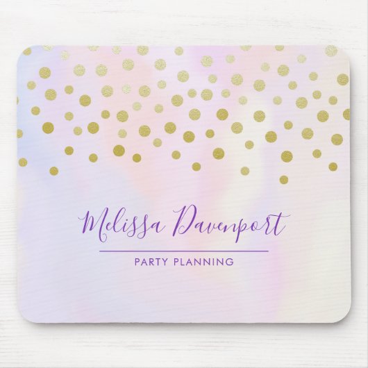 Imitate Gold Confetti Lila Wasserfarbe Mousepad (Vorne)