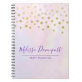 Imitate Gold Confetti Lila Wasserfarbe Notizblock (Vorderseite)