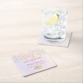 Imitate Gold Confetti Lila Wasserfarbe Rechteckiger Pappuntersetzer (Vor Ort)