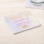 Imitate Gold Confetti Lila Wasserfarbe Rechteckiger Pappuntersetzer (angewinkelt)