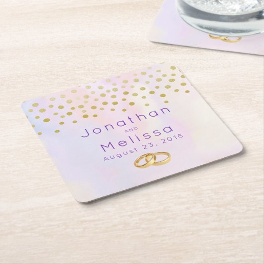 Imitate Gold Confetti Lila Wasserfarbe Rechteckiger Pappuntersetzer (angewinkelt)