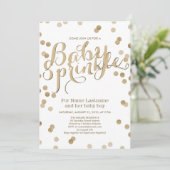 Imitate Gold Confetti Modern Baby Sprinkle Einladu Einladung (Stehend Vorderseite)