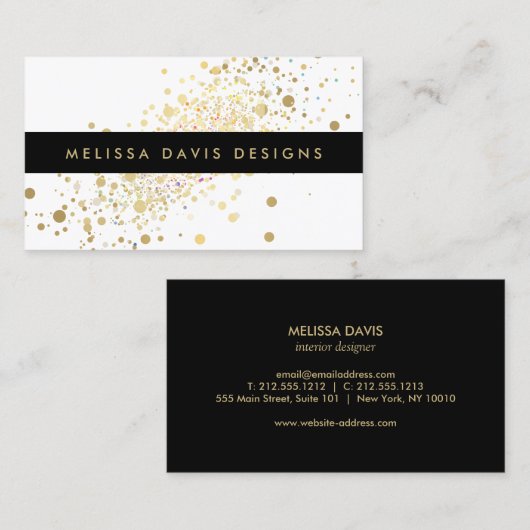 Imitate Gold Confetti Moderne Business Card Visitenkarte (Vorne/Hinten)