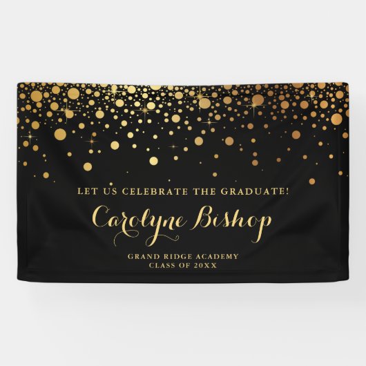 Imitate Gold Confetti Personalisierter Abschluss | Banner (Horizontal)