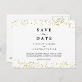 Imitate Gold Confetti | Save the Date Postkarte (Vorne/Hinten)