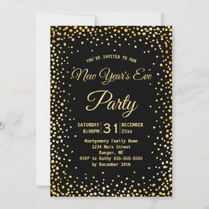 Imitate Gold Confetti Silvester Party Einladung