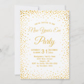 Imitate Gold Confetti Silvester Party Weiß Einladung (Vorderseite)