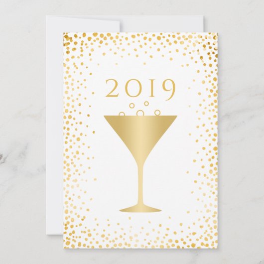 Imitate Gold Confetti Silvester Party Weiß Einladung (Rückseite)