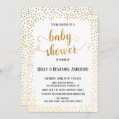 Imitate Gold Confetti Typografie Baby Shower Einladung (Vorne/Hinten)