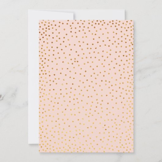 Imitate Gold Confetti Typografie Blush Baby Dusche Einladung (Rückseite)
