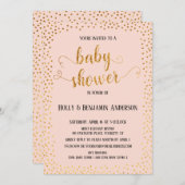Imitate Gold Confetti Typografie Blush Baby Dusche Einladung (Vorne/Hinten)