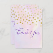 Imitate Gold Confetti über Lila Wasserfarbe Vielen Dankeskarte (Vorne/Hinten)