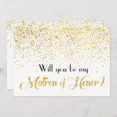 Imitate Gold Confetti Werden Sie meine Ehrenmatron Einladung (Vorne/Hinten)
