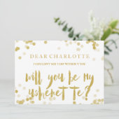 Imitate Gold Confetti werden Sie meine Usherette Einladung (Stehend Vorderseite)