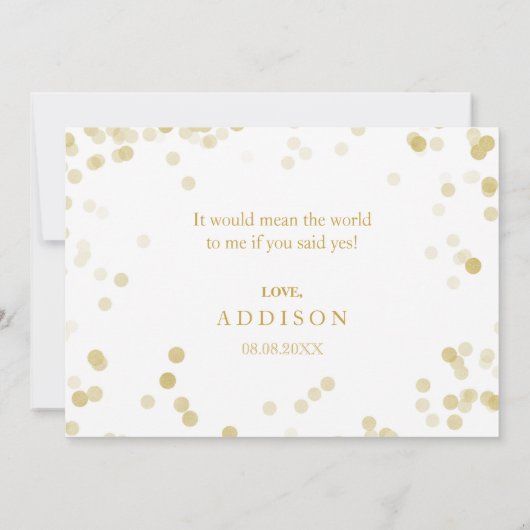 Imitate Gold Confetti werden Sie meine Usherette Einladung (Rückseite)