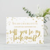 Imitate Gold Confetti wird meine Bridesmaid Einladung (Stehend Vorderseite)