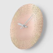 Imitate Gold Crystals Confetti Glitzer Rosa Große Wanduhr (Winkel)