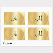 Imitate Gold Custom Hand Script Monogram Template Rechteckiger Aufkleber (Blatt)
