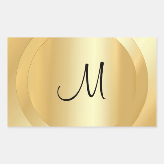 Imitate Gold Custom Hand Script Monogram Template Rechteckiger Aufkleber (Vorderseite)