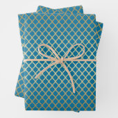 Imitate Gold Diamond Geometric Lace Grid Muster Geschenkpapier Set (Beispiel)