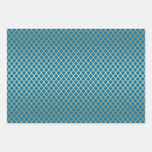 Imitate Gold Diamond Geometric Lace Grid Muster Geschenkpapier Set (Vorderseite)