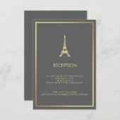 Imitate Gold Eiffelturm Grau Hochzeitsempfang Einladung (Vorne/Hinten)