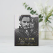 IMITATE GOLD ELEGANT FRAME FOTO SAVE THE DATE ANKÜNDIGUNGSPOSTKARTE (Stehend Vorderseite)