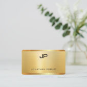 Imitate Gold Elegante Moderne Monogram Luxury Temp Visitenkarte (Stehend Vorderseite)