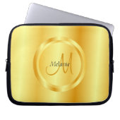 Imitate Gold Elegante Moderne Monogram Trendy Temp Laptopschutzhülle (Vorderseite)
