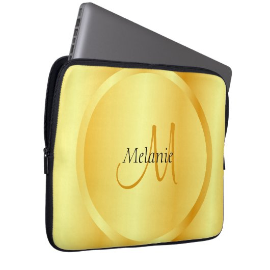 Imitate Gold Elegante Moderne Monogram Vorlage Laptopschutzhülle (Vorne Rechts)