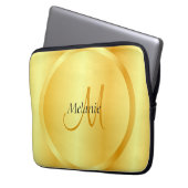Imitate Gold Elegante Moderne Monogram Vorlage Laptopschutzhülle (Vorderseite Links)