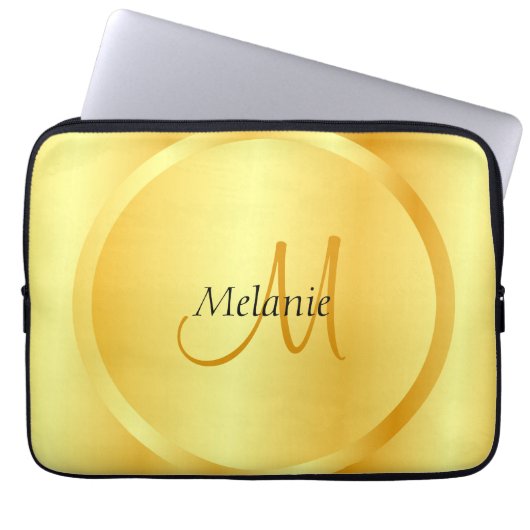 Imitate Gold Elegante Moderne Monogram Vorlage Laptopschutzhülle (Vorderseite)