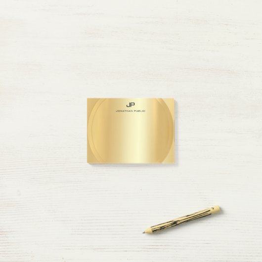 Imitate Gold Elegante Moderne Monogram Vorlage Post-it Klebezettel (Auf Schreibtisch)