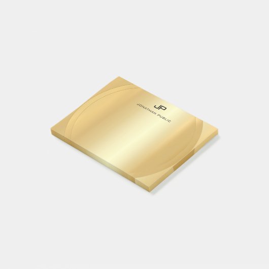 Imitate Gold Elegante Moderne Monogram Vorlage Post-it Klebezettel (angewinkelt)