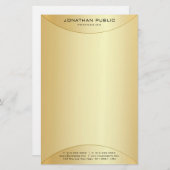 Imitate Gold Elegante Moderne Personalisierte Vorl Briefpapier (Vorne/Hinten)