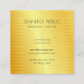 Imitate Gold Elegante Moderne Vorlage Beruflich Quadratische Visitenkarte (Rückseite)